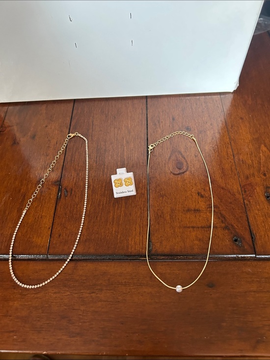 Swarovski Jewelry - Elegant Gold Tennis Necklace pearl Necklaces Fashion earrings,